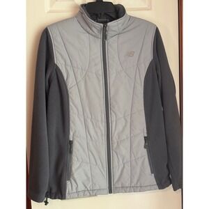 New Balance Womens Gray Full‎ Zip Quilted Fleece Jacket Size L